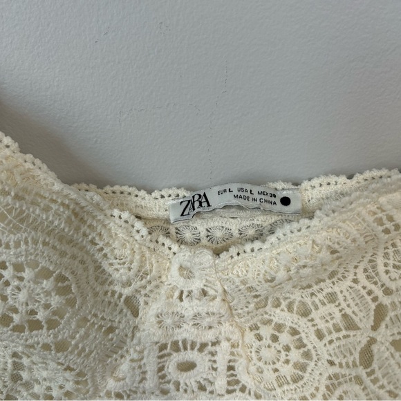 Zara Crochet Cream Ivory Crop Top Bralette Sweetheart Neckline Women’s Large - Picture 3 of 6